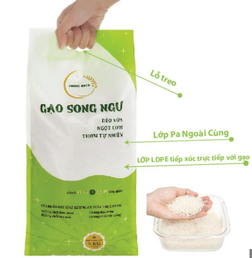 bao bì đựng gạo có quay xách 5kg